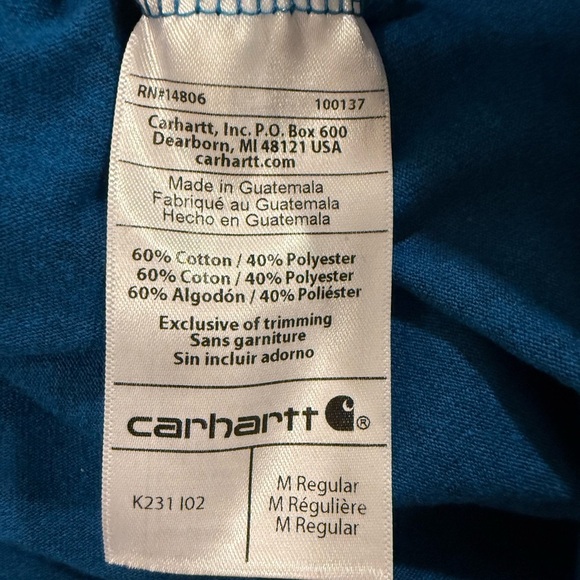 Carhartt Men's Blue Long Sleeve T-Shirt Outdoor Contemporary Relaxed Workwear - Picture 4 of 8